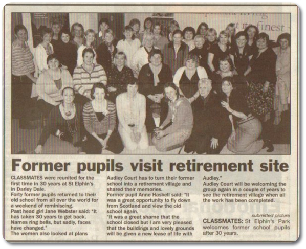 St Elphin's School Reunion 2008 newspaper article